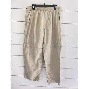 Columbia Pants Men Khaki Elastic Convertible Cargo Omni Shade Hiking Large L 32”